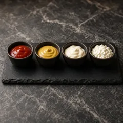 Ketchup, mustár, majonéz, tejföl